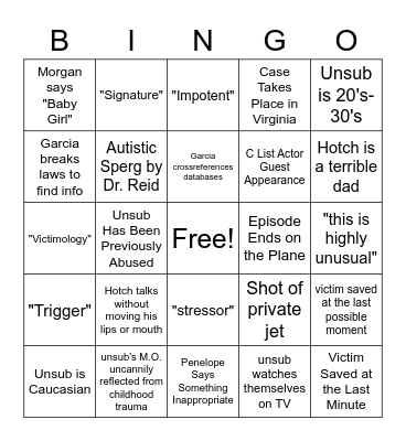 Criminal minds earlier seasons Bingo Card