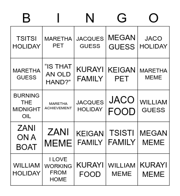 PHOTO Bingo Card