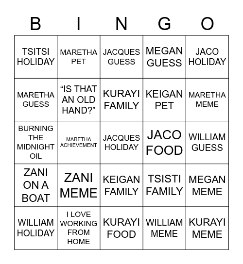 PHOTO Bingo Card