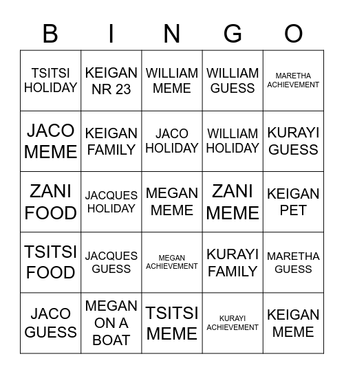 PHOTO Bingo Card