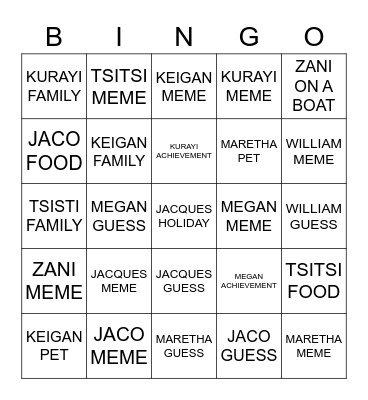 PHOTO Bingo Card