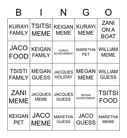 PHOTO Bingo Card