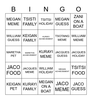 PHOTO Bingo Card