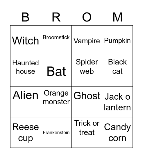 Haunted Halloween Bingo Card