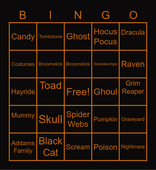 Halloween Bingo Card