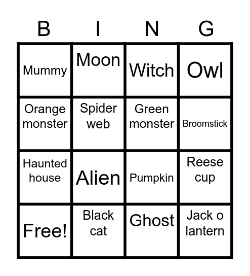 Hallowen Bingo Card