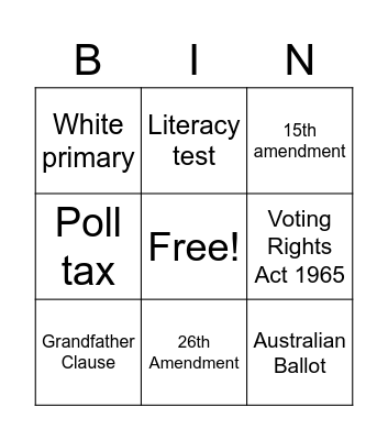 Chapter 8 Bingo Card