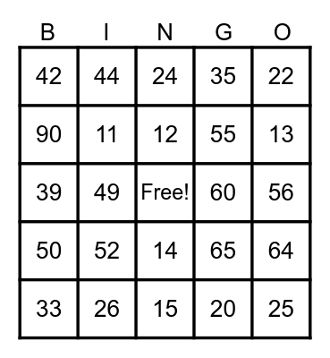 Multiplication Bingo I Bingo Card