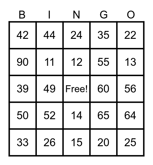 Multiplication Bingo I Bingo Card