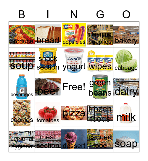 Grocery Store BINGO Card