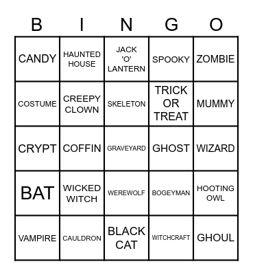 HAPPY HALLOWEEN!!! Bingo Card