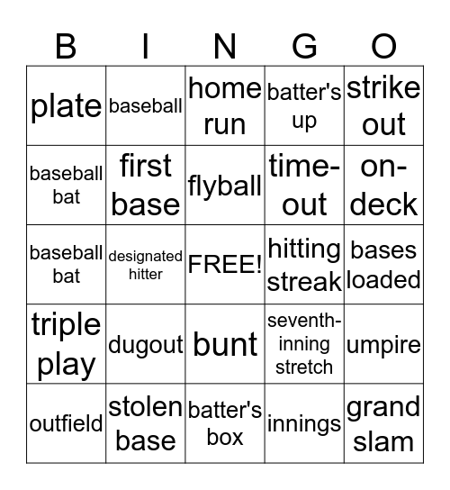 Take Me Out To The Ballgame Bingo! Bingo Card