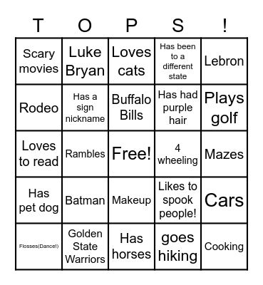 LISTENING Bingo Card