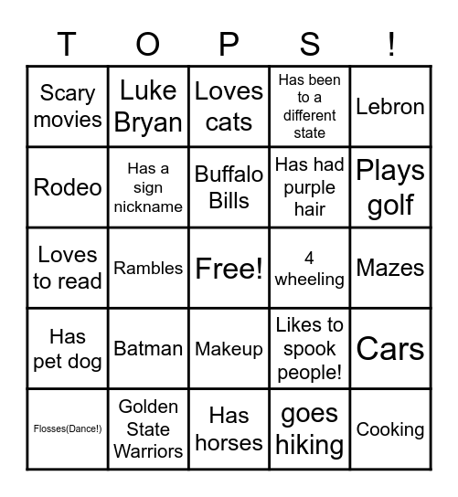 LISTENING Bingo Card