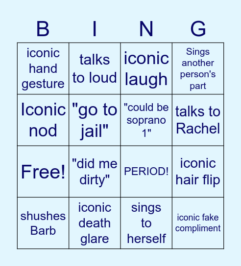 The Icon: Caroline Bingo Card