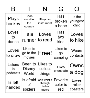 Human Bingo Card