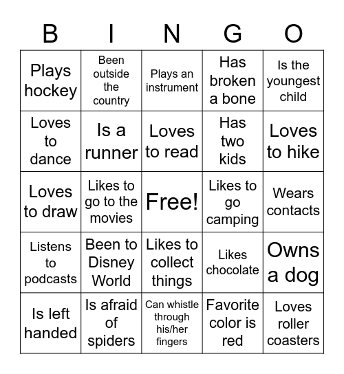 Human Bingo Card