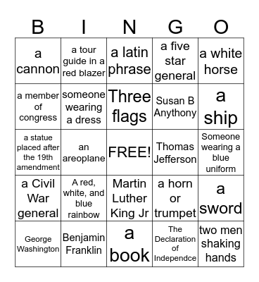 Find these people or things in the Rotunda Bingo Card