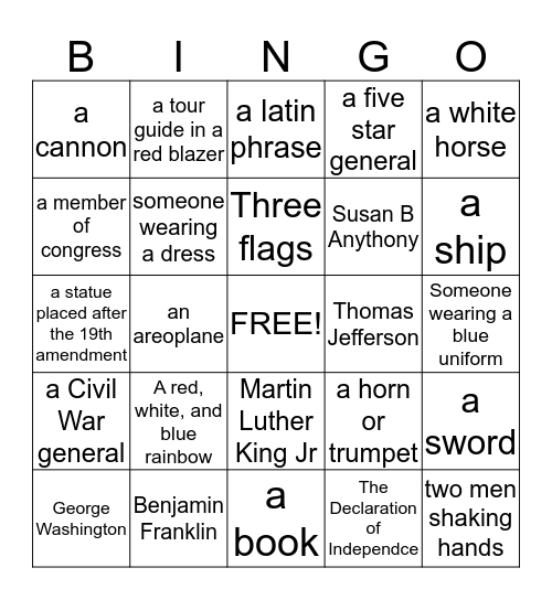 Find these people or things in the Rotunda Bingo Card