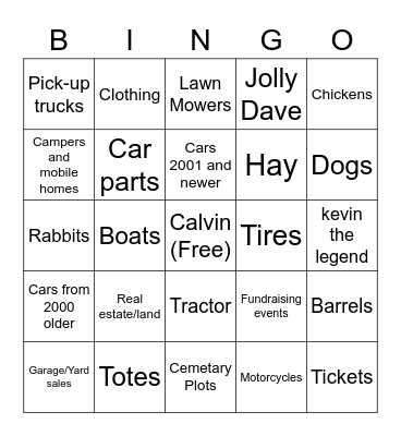 Trading Post Bingo Test Bingo Card