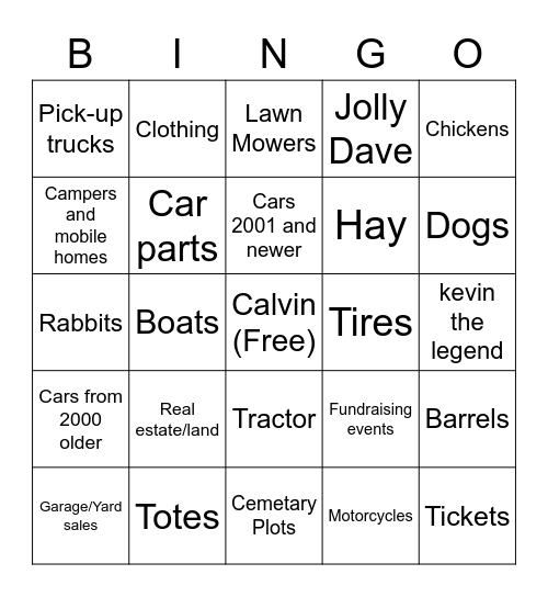 Trading Post Bingo Test Bingo Card