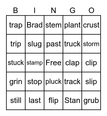 Blends Bingo Card