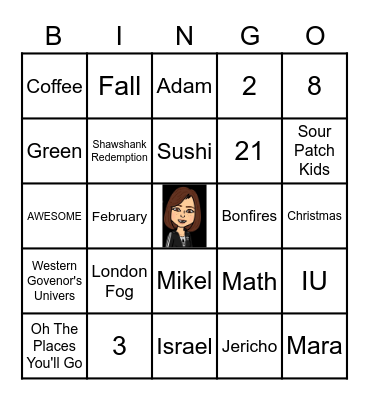 Mrs. Fischer BINGOJ Bingo Card