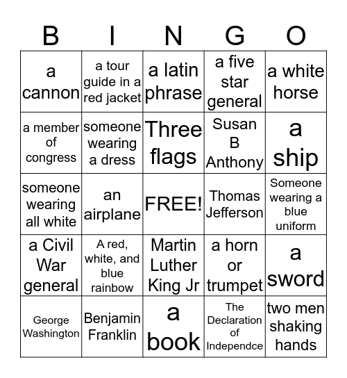 Find these people or things in the Rotunda Bingo Card