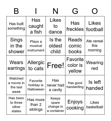 Similar or different? Bingo Card