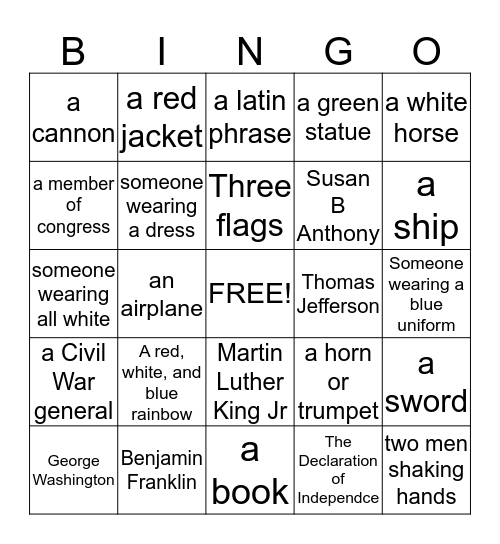 Find these people or things in the Rotunda Bingo Card