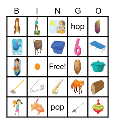 SHORT I and SHORT O Bingo Card