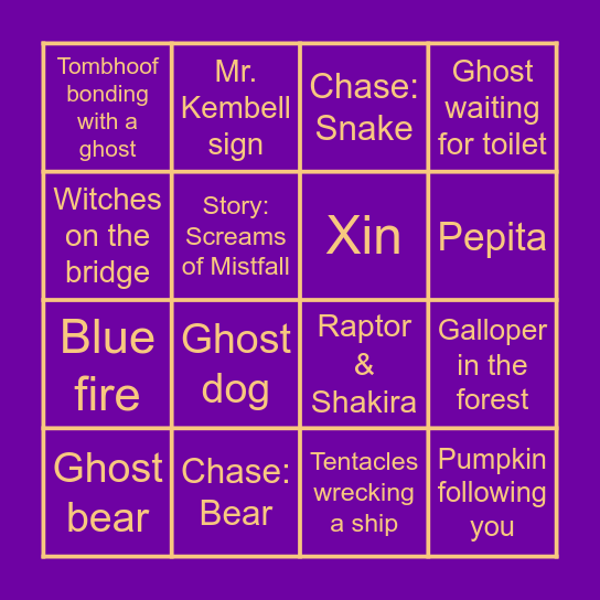 2021 Haunted Ride Bingo Card