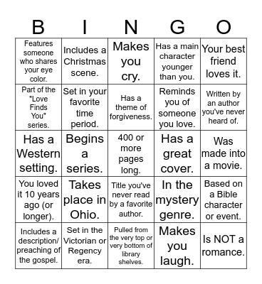 Inspirational Summer Reading Bingo! Bingo Card