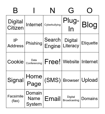 iJourney Vocabulary Bingo Card