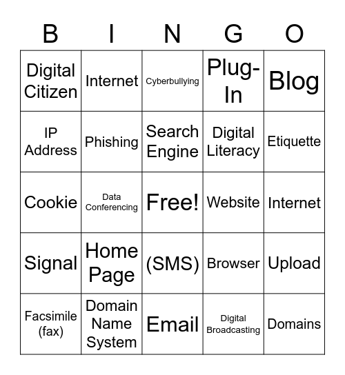 iJourney Vocabulary Bingo Card