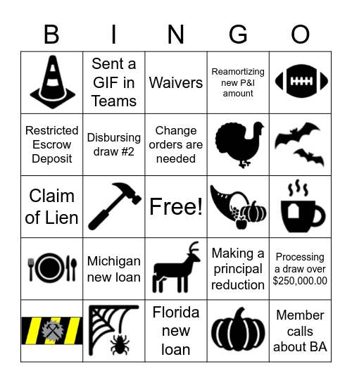 Construction Bingo Card