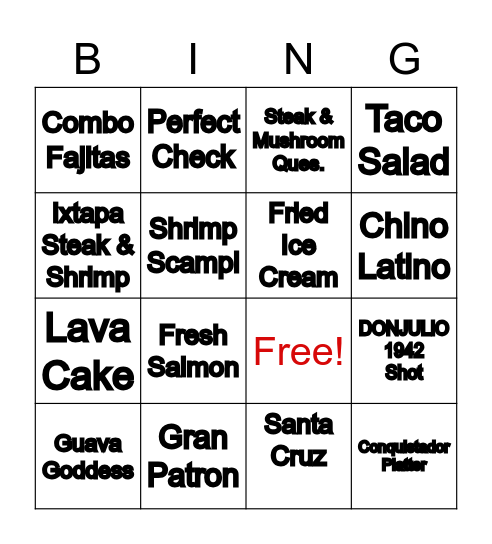 Server Bingo ! Bingo Card