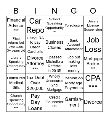 Michelle's BNI Bingo Card