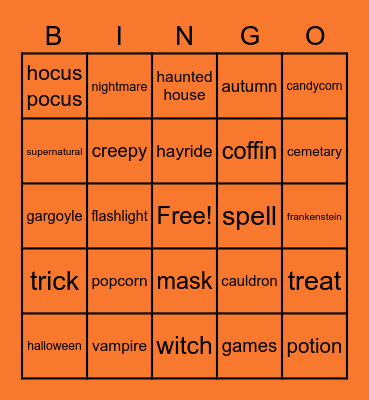Halloween Bingo Card