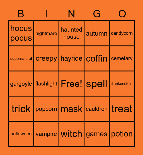 Halloween Bingo Card
