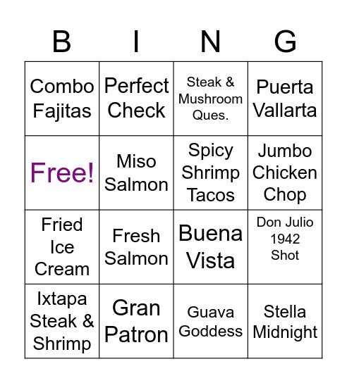 Server Bingo ! Bingo Card