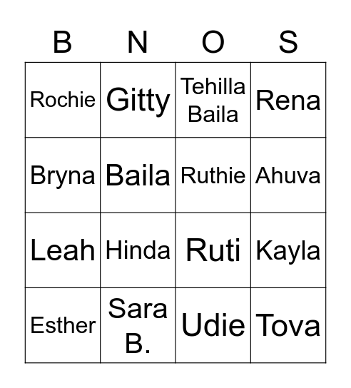 BNOS Bingo Card