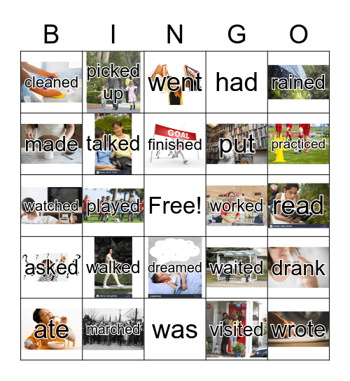 Past Tense Bingo Card