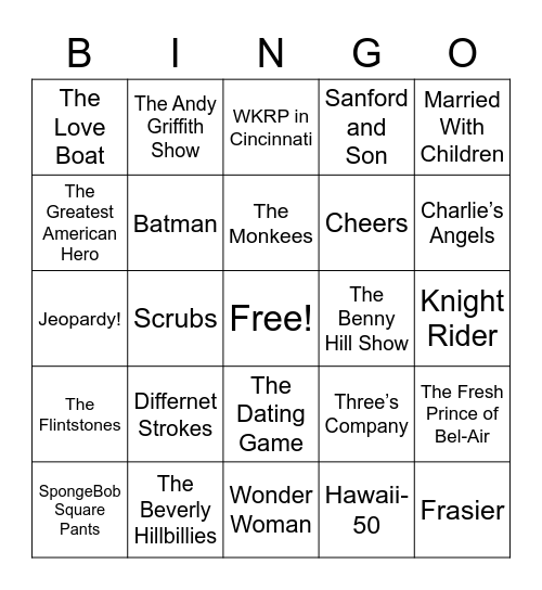 TV Bingo Card