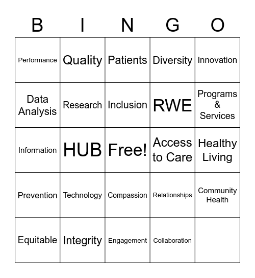 UHG Bingo Card
