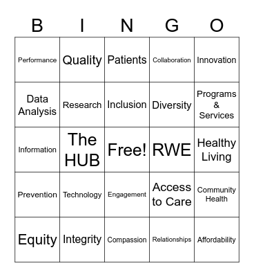 UHG Bingo Card