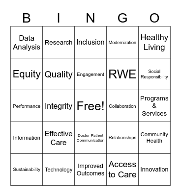 UHG Bingo Card