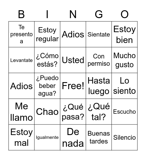 Los saludos y las despedidas Bingo Card