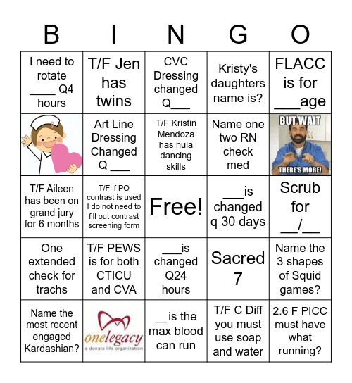 Standards of Care Bingo Card
