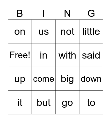 Sight Words 3 Bingo Card